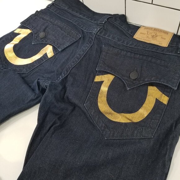 MEN'S True Religion Jeans Size 34 with Golden Smile - Picture 5 of 11